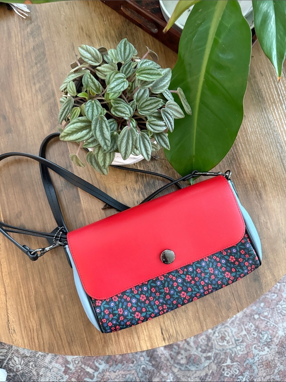 ** COACH ** Rare Floral Print Crossbody Wallet Set, Colorblock - Picture 2 of 16